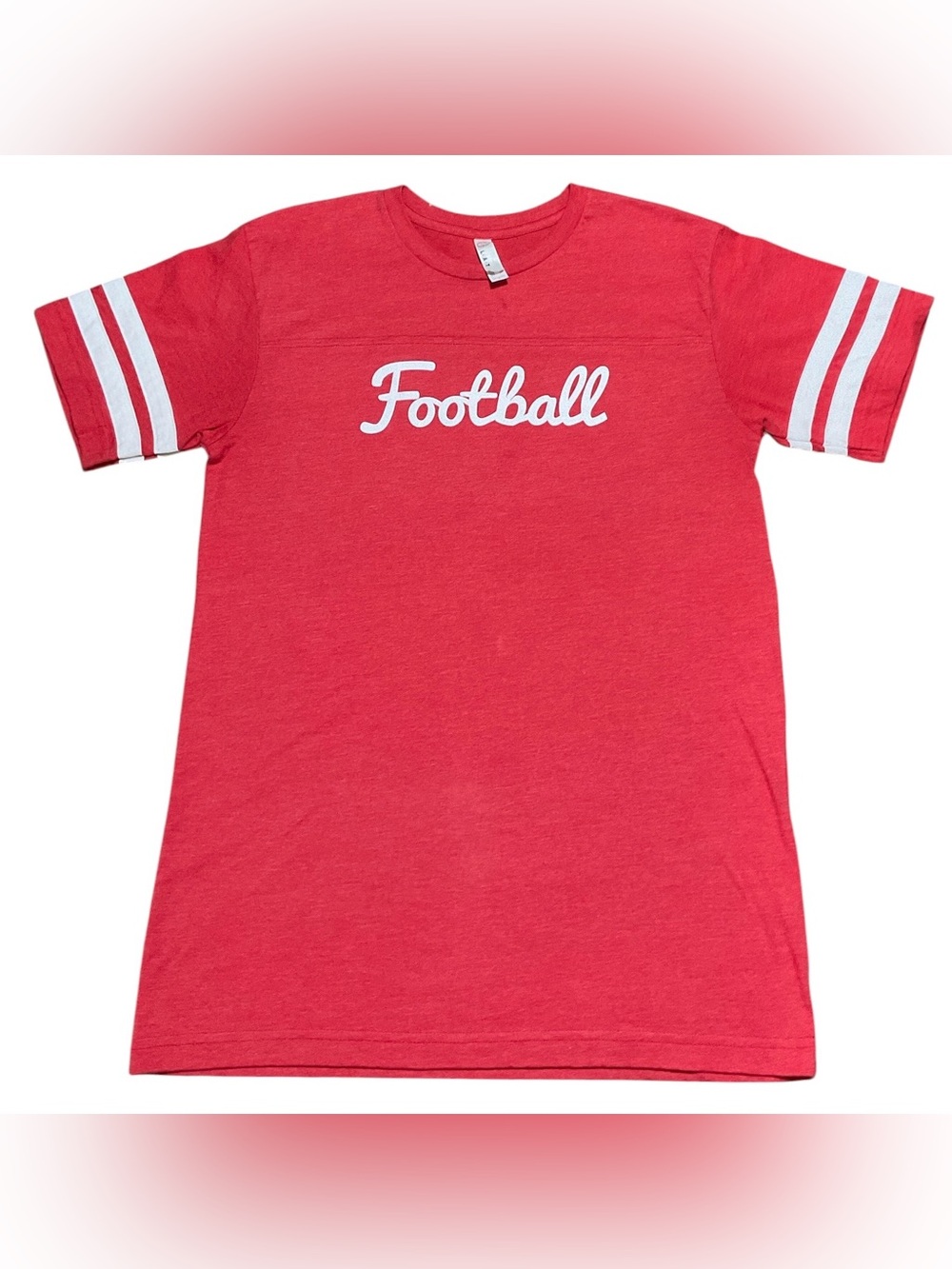 L.A.T. Heather Red 'Football' Short Sleeve Graphic Tee In Women's Size Small